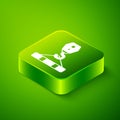 Isometric Crane hook icon isolated on green background. Industrial hook icon. Green square button. Vector Royalty Free Stock Photo