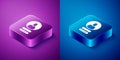 Isometric Create account screen icon isolated on blue and purple background. Square button. Vector Illustration