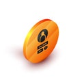 Isometric Create account screen icon isolated on white background. Orange circle button. Vector Illustration