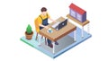 Isometric Creative Workspace with Collaborating Team, vector design Generative AI Royalty Free Stock Photo
