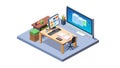 Isometric Creative Workspace: Modern Office Graphic Design Studio, vector design Generative AI Royalty Free Stock Photo