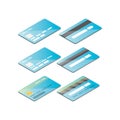 Isometric credit card icon set isolated on white background. vector illustration. worldwide online payment icons