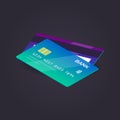 Isometric credit card. vector illustration. flat style.