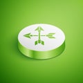 Isometric Crossed arrows icon isolated on green background. White circle button. Vector Illustration Royalty Free Stock Photo