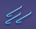 Isometric crowbar on blue background, single color workshop tool, 3d rendering
