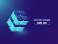 Isometric Cryptocurrency and Blockchain concept technology abstract banner, 3d cube, data block chain, high technologies