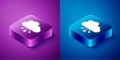 Isometric Cryptocurrency cloud mining icon isolated on blue and purple background. Blockchain technology, bitcoin Royalty Free Stock Photo