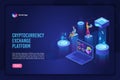 Isometric cryptocurrency exchange concept vector illustration. Crypto mining platform landing page Royalty Free Stock Photo