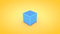 Isometric cube atom array illustration, 3D rendering
