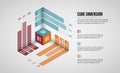 Isometric Cube Dimension Infographic