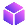 Isometric cube element, icon. Cubist abstract 3d shape