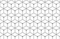 Isometric cube grid seamless pattern. Line isometric grid. Cubic hexagon texture. Rhombus mesh background. Geometric