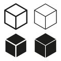 Isometric cube icon. Black white blocks. Box figure Vector. Geometric shape symbol. Royalty Free Stock Photo