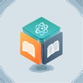 Isometric Cube of Knowledge Science and Literature Royalty Free Stock Photo