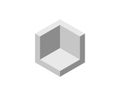 Isometric cube, minimalist design, open space concept. Perfect for presentations, website backgrounds, or modern art projects. Royalty Free Stock Photo