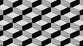 Isometric cube pattern background with hatched texture and black white geometric 3d rectangles Royalty Free Stock Photo