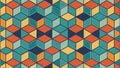 Retro isometric cube pattern in shades of orange, teal Royalty Free Stock Photo