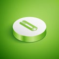 Isometric Curling iron for hair icon isolated on green background. Hair straightener icon. White circle button. Vector