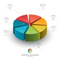 Isometric cycle diagram for infographics. Vector chart with 7 parts, options. Royalty Free Stock Photo