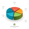 Isometric cycle diagram for infographics. Vector chart with 5 parts, options. Royalty Free Stock Photo