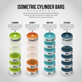 Isometric Cylinder Bars Infographic