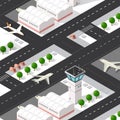 Isometric 3D airstrip of the city international airport Royalty Free Stock Photo