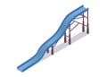 Isometric 3d aquapark object. Blue waterslide for one person. Concept illustration good for tropical resort and vacation