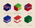 Isometric 3d boxes with flags