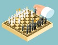 Isometric 3d business chess figures. Business