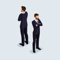 Isometric 3D Businessman Front View Rear View