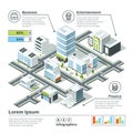 Isometric 3d city map. Infographic vector illustration. Dimensional plan