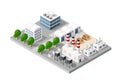 Isometric 3D city module industrial urban factory