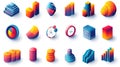Isometric 3 D Data Charts and Graphs Icons image Royalty Free Stock Photo