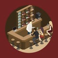 Isometric 3D flat interior of bar or pub. Royalty Free Stock Photo