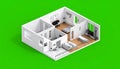Isometric 3D Floor Plan of a Modern Apartment Royalty Free Stock Photo