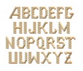 Isometric 3d font from the cubes and rhombs.