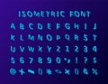 Isometric 3d font. Three-dimensional alphabet. Vector illustration Royalty Free Stock Photo