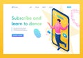 Isometric 3D. Guy Dancer, Tectonics, Freestyle. Subscribe To The Channel And Learn To Dance. Concept Of Landing Page