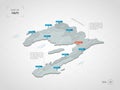 Isometric Haiti map with city names and administrative divisions Royalty Free Stock Photo