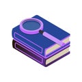 Isometric 3d icon searching in library data Royalty Free Stock Photo