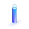 Isometric 3D icon Test tube with purple liquid, medicine, vaccine. Cartoon minimal style. Vector for website Royalty Free Stock Photo