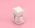 Isometric 3d Icon, a white coffee maker in flat color pink room,single color white, cute toylike household objects, 3d rendering