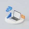 Isometric 3D Illustration of Laptop, Cloud Storage, and Coding Icon on White Platform computer Royalty Free Stock Photo