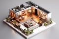 AI Generative. Isometric 3d illustration of modern style a single family home.