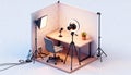 Isometric YouTube Studio with Soft-box Light suitable for Content Creation Royalty Free Stock Photo