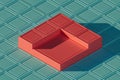 Isometric 3d illustration of pedestal over the regular pattern made of cubes