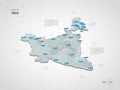 Isometric India map with city names and administrative divisions Royalty Free Stock Photo
