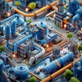 Isometric 3D Industrial Complex Rendering Royalty Free Stock Photo