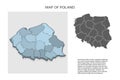 Isometric 3D map of Poland with regions. Political country map in perspective with administrative divisions and pointer marks. Royalty Free Stock Photo