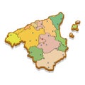 Isometric 3D map of the Spain with regions. Isolated political country map in perspective with administrative divisions